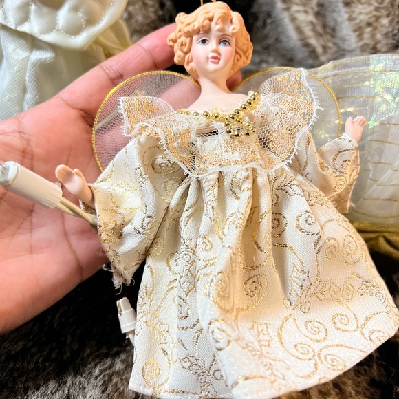 Vintage Victorian Angels Ornaments /tree Topper Porcelain White Gold Lace Lot 4 - Picture 10 of 12